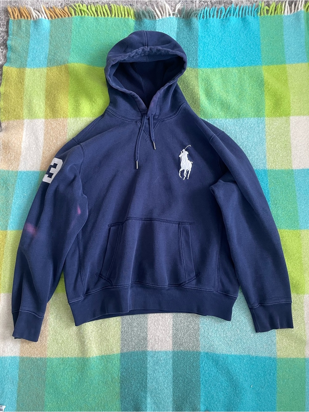 Vintage Polo Ralph Lauren Big Pony Pullover Hoodie Sweatshirt Navy